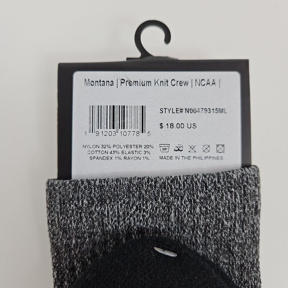 Strideline Men's Single Pair Crew Socks Montana Grizzlies Gray - Picture 5 of 5